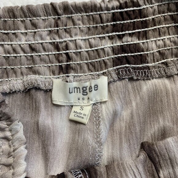 Umgee Women's Tie Dye Gauze Lace Flare Bell Bottom Boho Pants Size S Brown - Picture 8 of 9